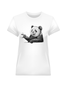 Koszulka Koszulka Damska Panda Pijąca Kawę Biała - Śmieszne T-Shirty z Nadrukami ?