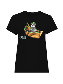 Koszulka Koszulka Damska Panda Wędkarz Czarna - Śmieszne T-Shirty z Nadrukami ?