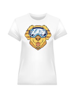 Koszulka Koszulka Damska Pies Labrador Narciarz Biała - Śmieszne T-Shirty z Nadrukami ?