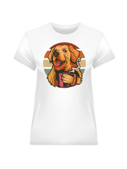 Koszulka Koszulka Damska Labrador z Kawką Biała - Śmieszne T-Shirty z Nadrukami ?