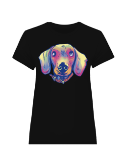 Koszulka Koszulka Damska Pies Dachshund Watercolor Czarna - Śmieszne T-Shirty z Nadrukami ?