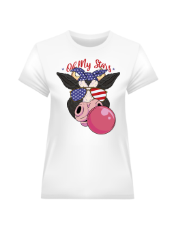 Koszulka Koszulka Damska USA Cow Biała - Śmieszne T-Shirty z Nadrukami ?