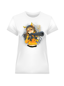 Koszulka Koszulka Damska Anime Kobieta z Bronią Biała - Śmieszne T-Shirty z Nadrukami ?