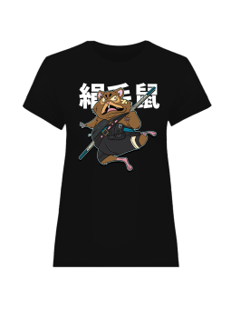 Koszulka Koszulka Damska Anime Samuraj Chomik Czarna - Śmieszne T-Shirty z Nadrukami ?