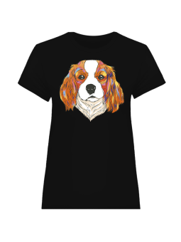 Koszulka Koszulka Damska Pies Charles Spaniel Czarna - Śmieszne T-Shirty z Nadrukami ?