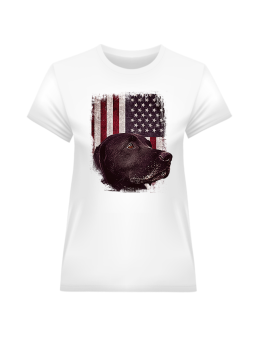 Koszulka Koszulka Damska USA Pies Biała - Śmieszne T-Shirty z Nadrukami ?