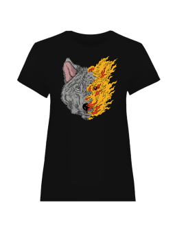 Koszulka Koszulka Damska Palący Wilk Czarna - Śmieszne T-Shirty z Nadrukami ?