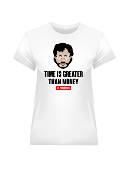 Koszulka Koszulka Damska  Dom z Papieru Time is Greater Than Money Biała - Śmieszne T-Shirty z Nadrukami ?