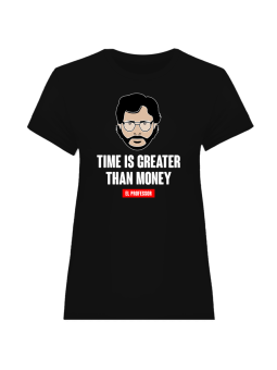 Koszulka Koszulka Damska  Dom z Papieru Time is Greater Than Money Czarna - Śmieszne T-Shirty z Nadrukami ?