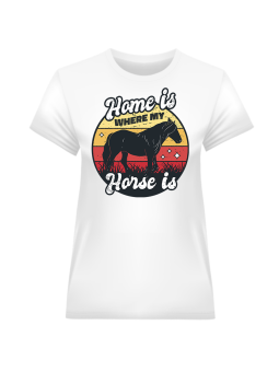 Koszulka Koszulka Damska Mój Dom Tam Gdzie Mój Koń Biała - Śmieszne T-Shirty z Nadrukami ?