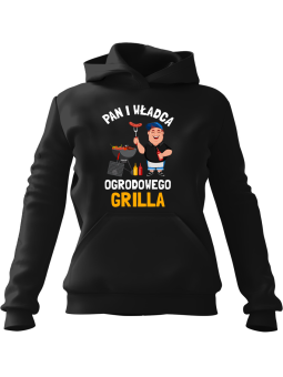 Bluza Męska z kapturem Pan i Władca Ogrodowego Grilla Czarna - Śmieszne gadżety z Nadrukami ?