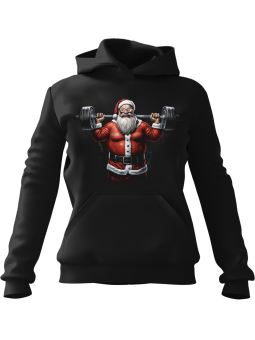 Bluza Męska z kapturem Mikołaj na Siłowni Czarna - Śmieszne gadżety z Nadrukami ?