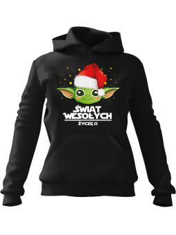Bluza Męska z kapturem Yoda Świąt Wesołych Życzę Ci Czarna - Śmieszne gadżety z Nadrukami ?