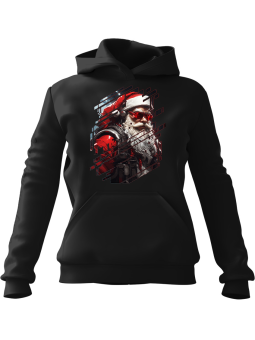 Bluza Męska z kapturem Cyberpunk Mikołaj Czarna - Śmieszne gadżety z Nadrukami ?