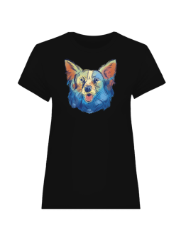 Koszulka Koszulka Damska Pies Collie Watercolor Czarna - Śmieszne T-Shirty z Nadrukami ?