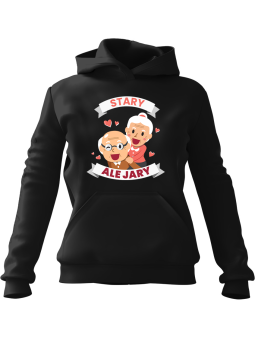 Bluza Męska z kapturem Stary Ale Jary Czarna - Śmieszne gadżety z Nadrukami ?