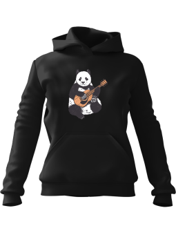 Bluza Męska z kapturem Panda Grająca Na Gitarze Czarna - Śmieszne gadżety z Nadrukami ?