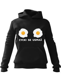 Bluza Męska z kapturem Cycki se Usmaż Czarna - Śmieszne gadżety z Nadrukami ?