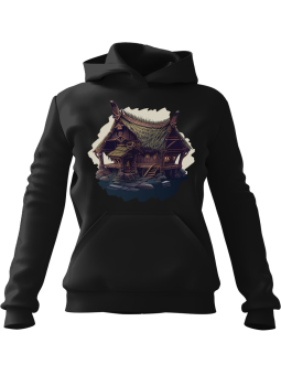 Bluza Męska z kapturem Dom Vikingów Czarna - Śmieszne gadżety z Nadrukami ?