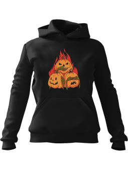 Bluza Męska z kapturem Płonące Dynie Czarna - Śmieszne gadżety z Nadrukami ?