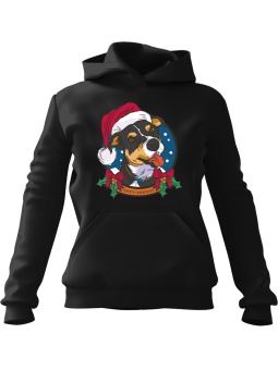 Bluza Męska z kapturem Świąteczny Pies Czarna - Śmieszne gadżety z Nadrukami ?