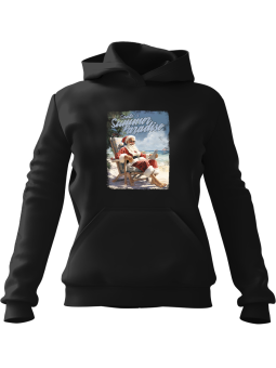 Bluza Męska z kapturem Mikołaj Summer Czarna - Śmieszne gadżety z Nadrukami ?