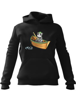 Bluza Męska z kapturem Panda Wędkarz Czarna - Śmieszne gadżety z Nadrukami ?