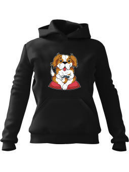 Bluza Męska z kapturem Pies Gamer Czarna - Śmieszne gadżety z Nadrukami ?