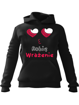 Bluza Męska z kapturem Robię Wrażenie Czarna - Śmieszne gadżety z Nadrukami ?