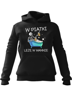 Bluza Męska z kapturem W Piątki Leżę w Wannie Czarna - Śmieszne gadżety z Nadrukami ?