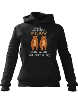 Bluza Męska z kapturem Dwa Rodzaje Misiów Czarna - Śmieszne gadżety z Nadrukami ?