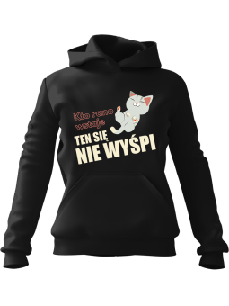 Bluza Męska z kapturem Kto Rano Wstaje Ten Się Nie Wyśpi Czarna - Śmieszne gadżety z Nadrukami ?