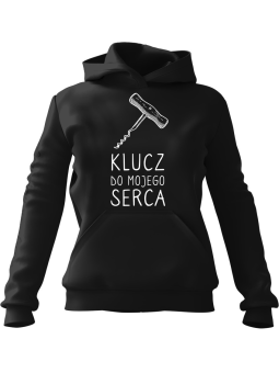 Bluza Męska z kapturem Klucz Do Mojego Serca Czarna - Śmieszne gadżety z Nadrukami ?