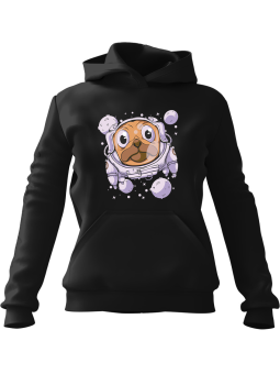 Bluza Męska z kapturem Pies Astronauta Czarna - Śmieszne gadżety z Nadrukami ?