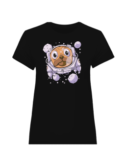 Koszulka Koszulka Damska Pies Astronauta Czarna - Śmieszne T-Shirty z Nadrukami ?