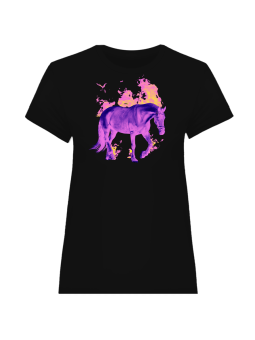 Koszulka Koszulka Damska Koń w Płomieniach Czarna - Śmieszne T-Shirty z Nadrukami ?