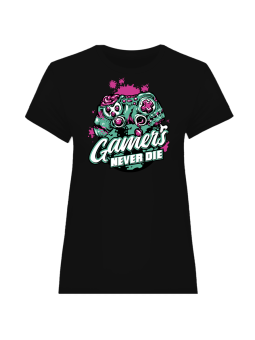 Koszulka Koszulka Damska Gamers Never Die Czarna - Śmieszne T-Shirty z Nadrukami ?