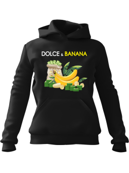 Bluza Damska z kapturem Dolce & Banana Czarna - Modna Odzież z Nadrukami ?