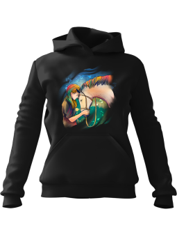 Bluza Damska z kapturem Horse Girl Czarna - Modna Odzież z Nadrukami ?