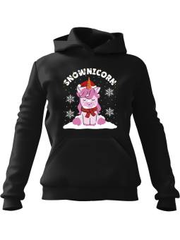 Bluza Damska z kapturem Snownicorn Czarna - Modna Odzież z Nadrukami ?