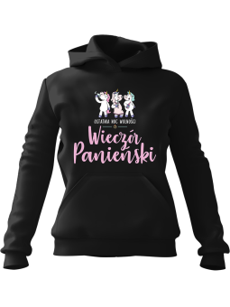 Bluza Damska z kapturem Wieczór Panieński Czarna - Modna Odzież z Nadrukami ?