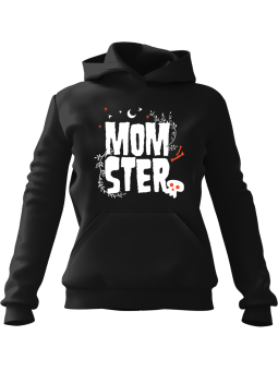 Bluza Damska z kapturem Momster Czarna - Modna Odzież z Nadrukami ?