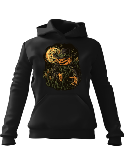 Bluza Damska z kapturem Straszna Dynia Czarna - Modna Odzież z Nadrukami ?