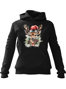 Bluza Damska z kapturem Deer Christmas Tote Czarna - Modna Odzież z Nadrukami ?