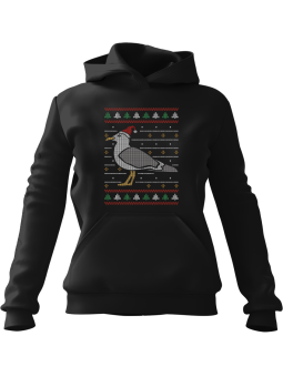 Bluza Damska z kapturem Świąteczny Gołąb Czarna - Modna Odzież z Nadrukami ?