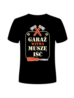 Koszulka Koszulka Męska Garaż Wzywa Czarna - Śmieszne T-Shirty z Nadrukami ?