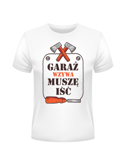 Koszulka Koszulka Męska Garaż Wzywa Biała - Śmieszne T-Shirty z Nadrukami ?