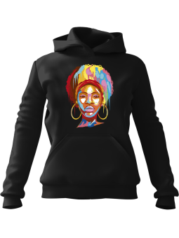 Bluza Damska z kapturem African Women Czarna - Modna Odzież z Nadrukami ?