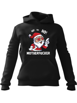 Bluza Damska z kapturem Ho Ho Ho Motherfucker Czarna - Modna Odzież z Nadrukami ?