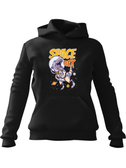 Bluza Damska z kapturem Space Rex Czarna - Modna Odzież z Nadrukami ?